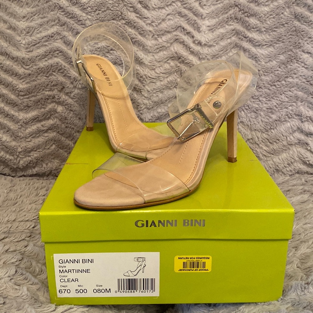 Clear ankle strap heels